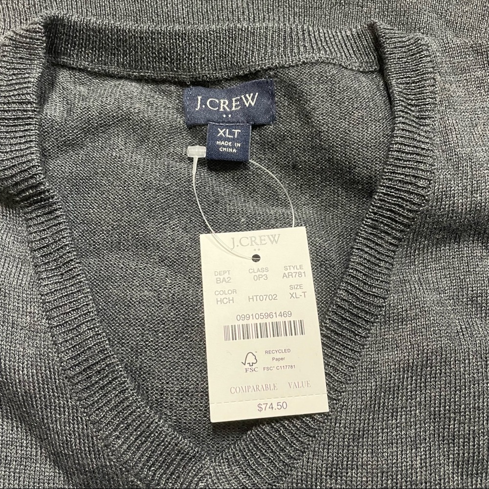 NWT J. Crew Factory Merino Wool Blend Knit V Neck Sweater Blouse Top Size XLT - Picture 2 of 8